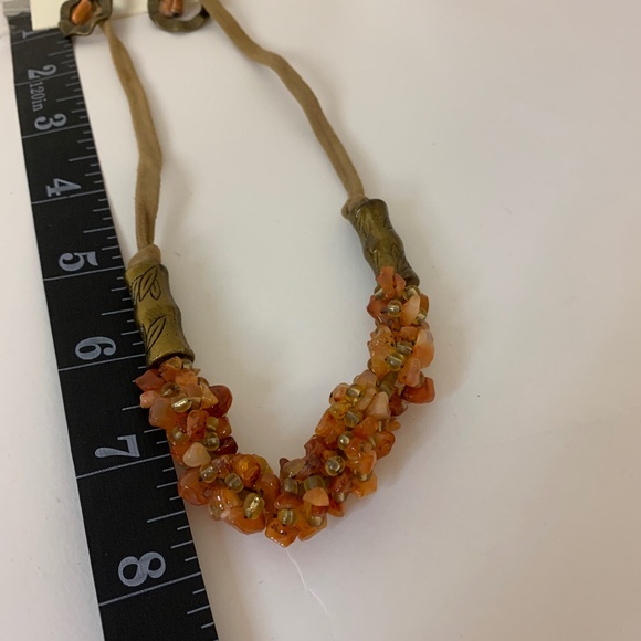 CJ Banks Chocker Necklace Set Peach Stones with Pierced Earrings NWT - Picture 3 of 3